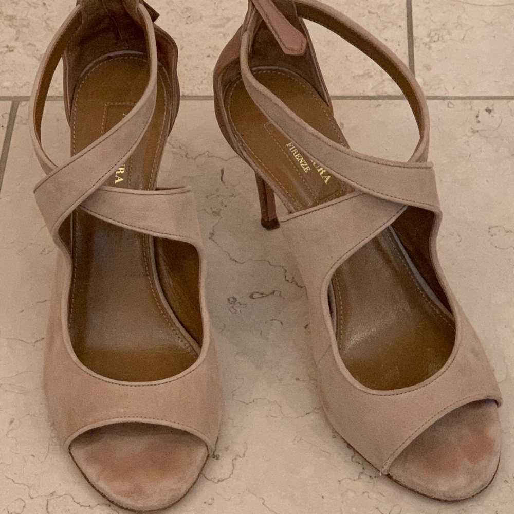 Women’s Aquazzura Nude Leather/Suede High Heels